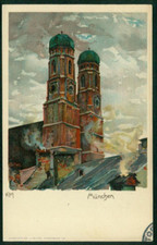 Litho / Lithografie: München (Druck Wolfrum & Hauptmann, Nürnberg) Künstlerkarte