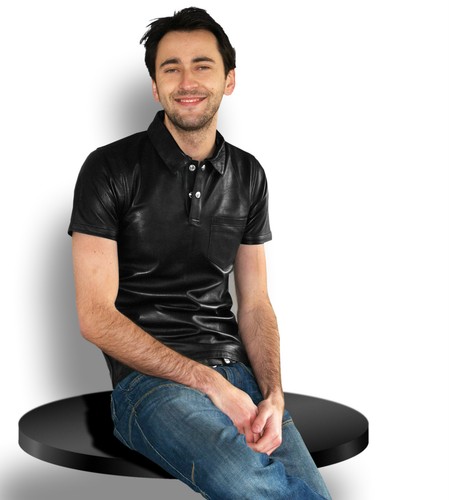 Polohemd aus echt leder - polohemd,