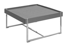 SKID Designer-Couchtisch Lack grau/Untergestell Metall verchromt WK Wohnen
