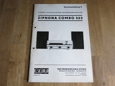 DDR Serviceanleitung STEREO SCHALLPLATTENSPIELER ZIPHONA COMBO 523 RFT VEB Pirna