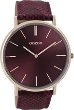 Oozoo Damenuhr C9303 Rose Lederband Bordeaux 44 mm