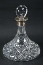 P45R48- Glas Dekanter geschliffen mit Sterling Silber 925 Montierung