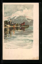 Künstler-AK Zeno Diemer: Fasano, Ort vom See gesehen 