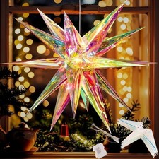 Weihnachtsstern beleuchtet, Faltstern, 3D-Stern, LED, Fensterdeko, Garten, Au...
