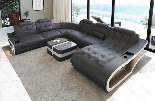 Leder couch wohnlandschaft - couch,