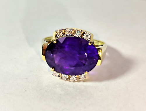 Amethyst ring diamanten 16 - diamanten, 0,16