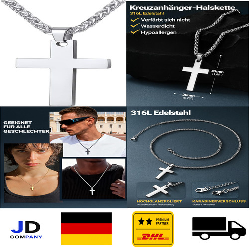 Edelstahl kreuz kette - edelstahl,