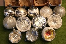 Antiker Christbaumschmuck 12 Kugeln davon 6 Reflex Silber 25/101