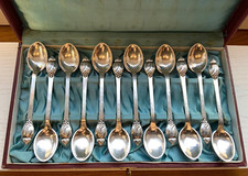 12 Teelöffel von Evald Nielsen Denmark No.6 Traube 830er Silber Zuckerlöffel