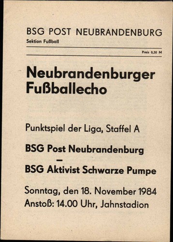 Ddr liga bsg post - bsg,