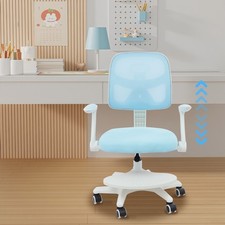 Kinder-Schreibtischstuhl, Stuhl mit Armlehnen & 6* Rollen, verstellbarem Design