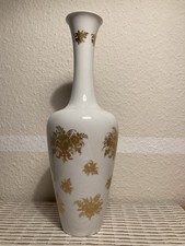 Heinrich Selb Porzellan Vase Weiß mit Goldenen Blumen