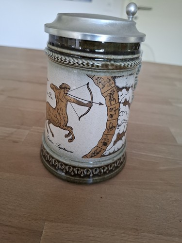 Bierkrug mit zinndeckel - bierkrug, zinndeckel,