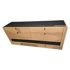 Voglauer Sideboard V-Aura Eiche Geölt Akzent Lärche Schwarz mit LED-Beleuchtung