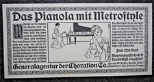 Das Pianola mit Metrostyle , alte Reklame , 1906 , (A41)