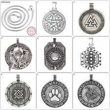 Wikinger Kette Silber Valknut Odin Yggdrasil Hugin Munin Vegvisir Fenris Rune