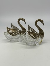 Paar Salzschalen Schwäne Glas