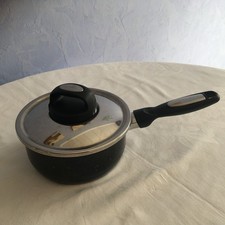 Tefal Kasserolle mit Deckel ( mit Dampfabzug ) Stielkasserolle, schwarz silber
