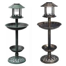 Deko Vogelbad mit Solarbetriebenen LED-Leuchten Kunststoff Vogeltränke Vogelbeck