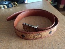 MCM Gürtel cognac braun gold schwarz Logoprint Gr. 85 Damen