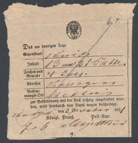 407871 preußen postschein - preußen,