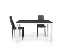 Ausziehbarer Tisch Wohnzimmer Holzplatte Marmor-Finish Metallbasis Esszimmer