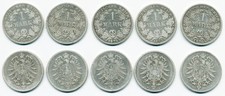Deutsches Kaiserreich 5 x 1 Mark 1874-1876,  900/Silber  J. 9 #5309