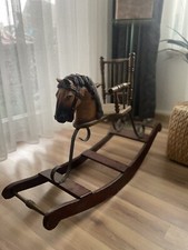 Antikes Puppen Holz Schaukelpferd Vintage Puppenschaukelpferd Holz