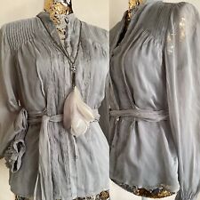 Wickel Bluse Seide Gr. M grau