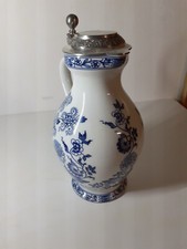 Krug mit Zinndeckel - Dr. Merkle Atelier - Kobalt - handkoloriert