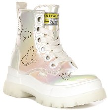 BUFFALO Ashpha Rld Meerjungfrau Farbpassiviert Plateau Damenstiefel Weiß UK 3 -