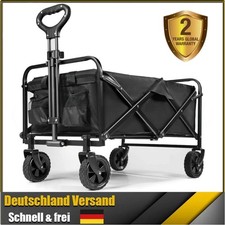 300+ KG Bollerwagen Faltbar Offroad Transportwagen Handwagen-Strandwagen Schwarz