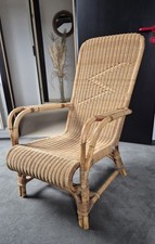  Stuhl, Sessel, Bambus 60er 70er Vintage Boho, Mid Century, Korb, Rattan