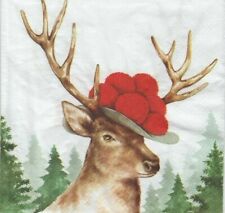 3 Servietten ~ Schwarzwald Hirsch mit Bollenhut Reh Geweih Tracht