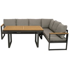 Diningset Eckbank Set Gartengarnitur KAMPALA Alu anthrazit + Akazie, 2. WAHL