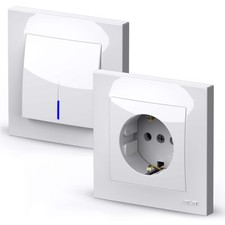 Schuko Steckdose Steckdosen Lichtschalter Taster Wechselschalter VEGA Alpinweiss