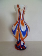 Opaline Florence Vase Muranoglas Carlo Moretti 1970er blau orange weiß Vintage