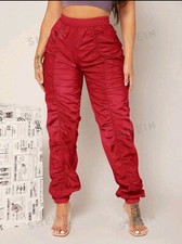 Hose Rot Shein M Cuffed Plissee