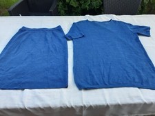 Kostüm Damen, 3 tlg., Rock+Shirt kurzarm+Jacke, blau, Gr. 38/40, GISPA