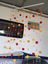 Fadenvorhang Vorhang Perlen Puschel Gelb Orange Rot Fliegenvorhang Tür 90cm