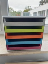 M&M Schubladenbox grau, grün, orange, blau, rot 30050967, DIN A4 mit 5 Schublade
