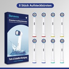 8x Ersatzbürsten Aufsteckbürsten Kompatibel Braun Oral-B Professional Care Weiß