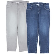 MAC Gracia New Stretchjeans Feminine Fit Damen Weites Bein Grau Blau Plusgröße