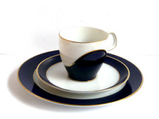 HEINRICH   PORZELLAN  3 Teil Gedeck kobalt / Goldrand Wie Neu