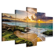 Strand Meer Vlies Leinwandbild 5 Teilig Wandbilder XXL Landschaft Natur Bild