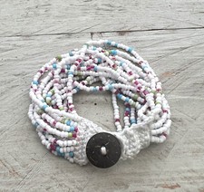 Ethno Boho Armkettchen Armband Makramee Armband Glasperlen mehrreihig 18cm NEU