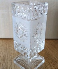 Vintage Vase mit Schleuderstern Dekor eckig Handmade | 11 cm Höhe