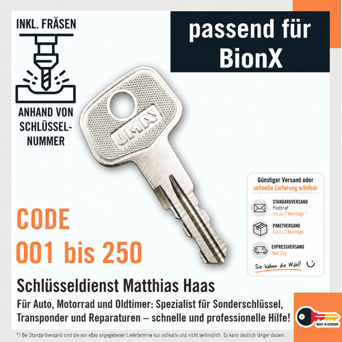 Ersatzschlüssel für bionx - ersatzschlüssel,