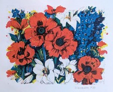 Womacka, Walter (1925 - 2010) "Mohn und Rittersporn"  Farblithografie 1987 sign.