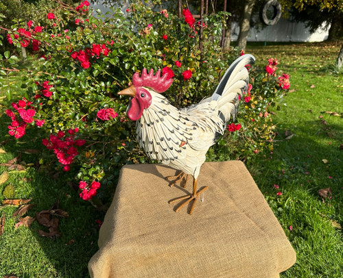 Weißer huhn garten dekoration - huhn,